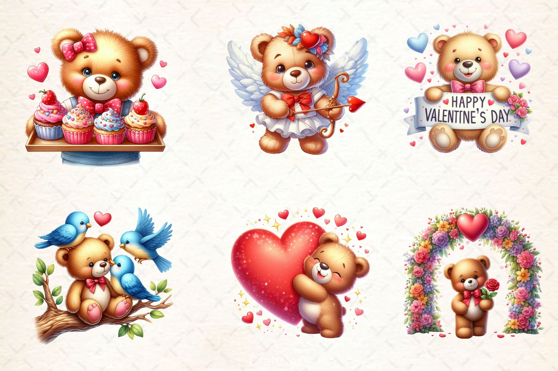 Valentines Day Teddy Bears Clipart Bundle 2 - CraftNest - Digital Crafting and Art