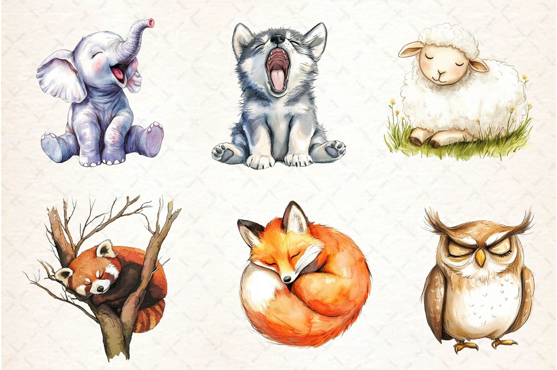 Tired Sleepy Animals Clipart Bundle - CraftNest - Digital Crafting and Art