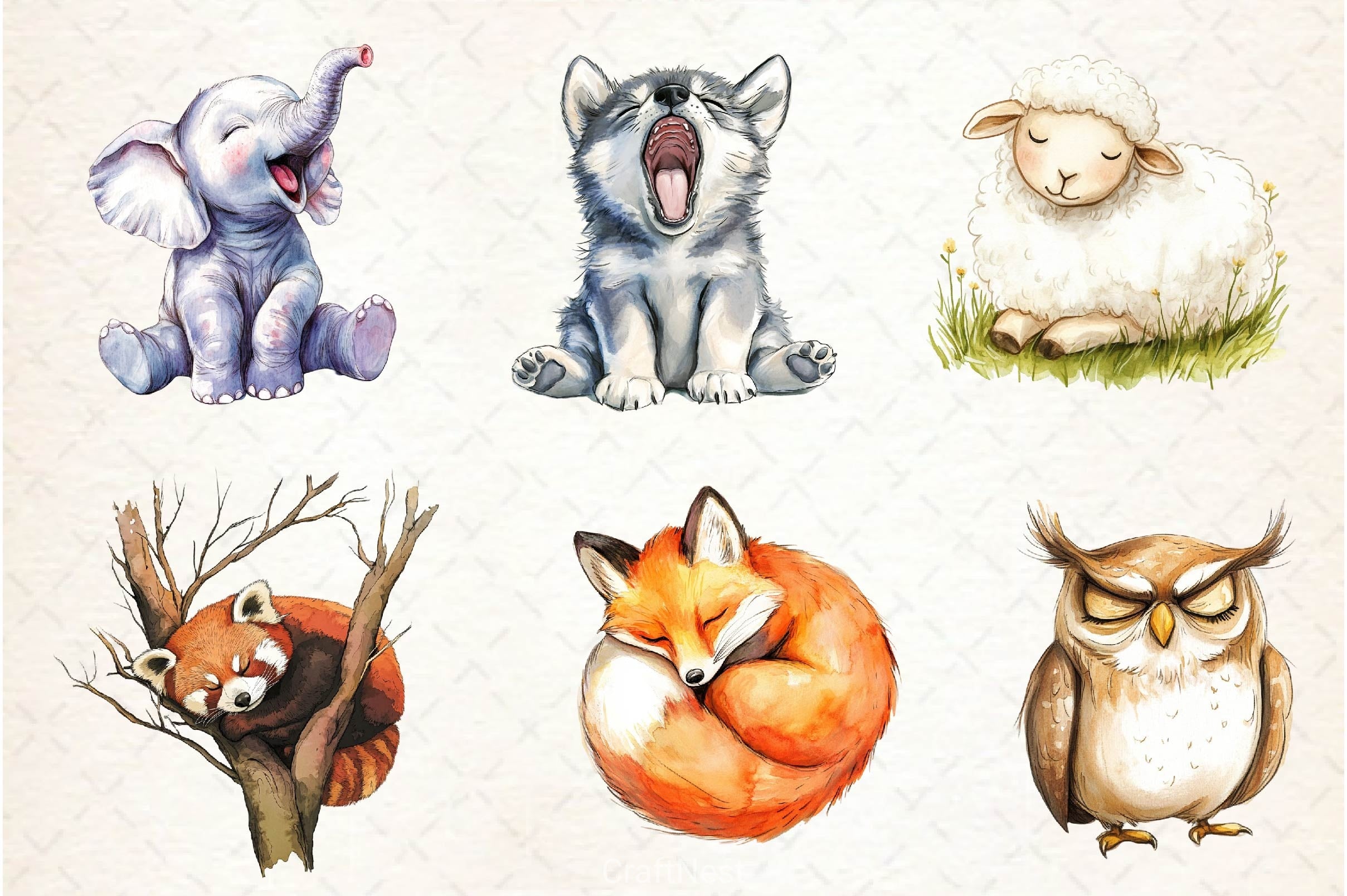 Tired Sleepy Animals Clipart Bundle - CraftNest - Digital Crafting and Art