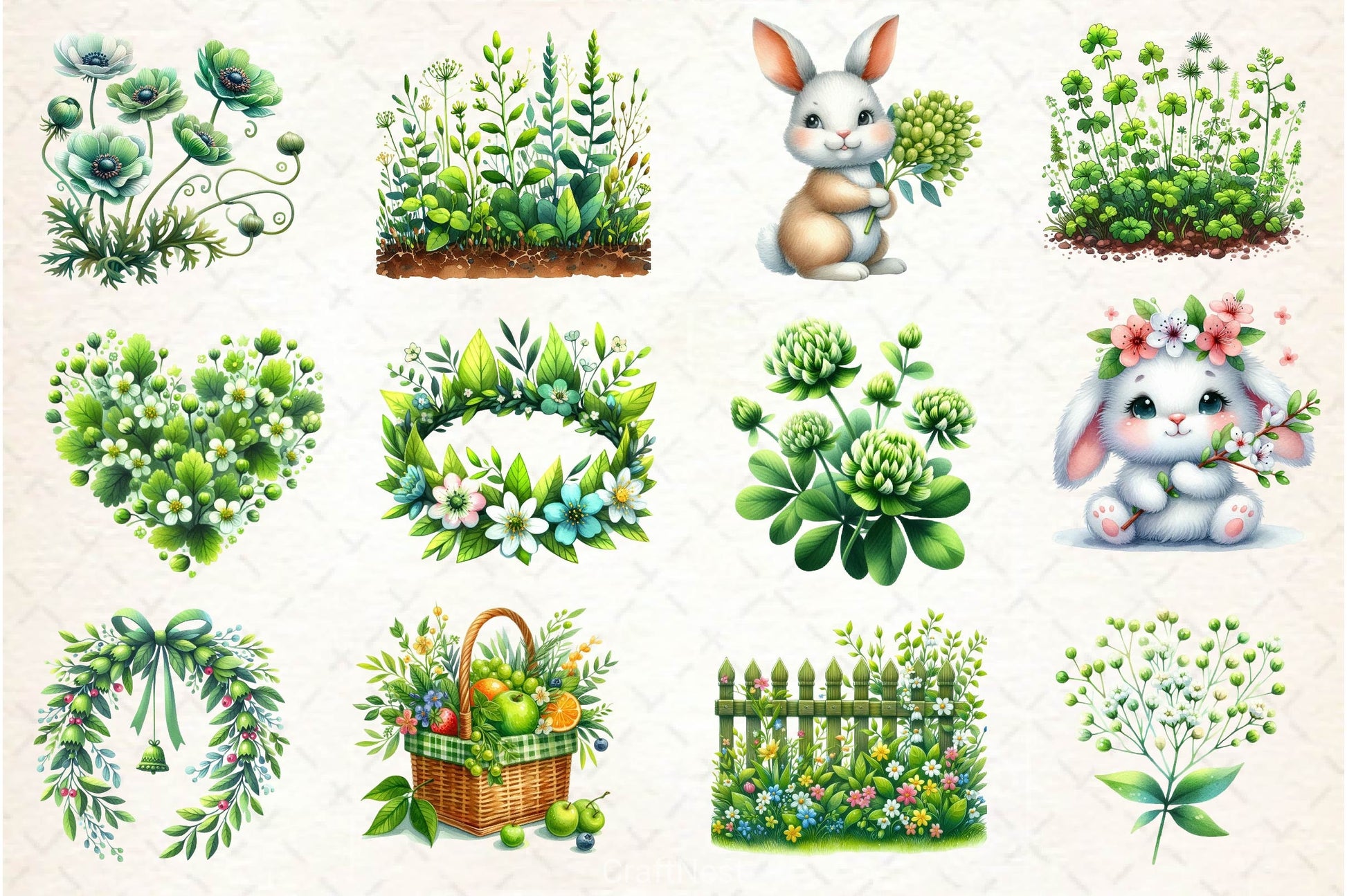 Green Blossom Spring Clipart Bundle 2 - CraftNest - Digital Crafting and Art