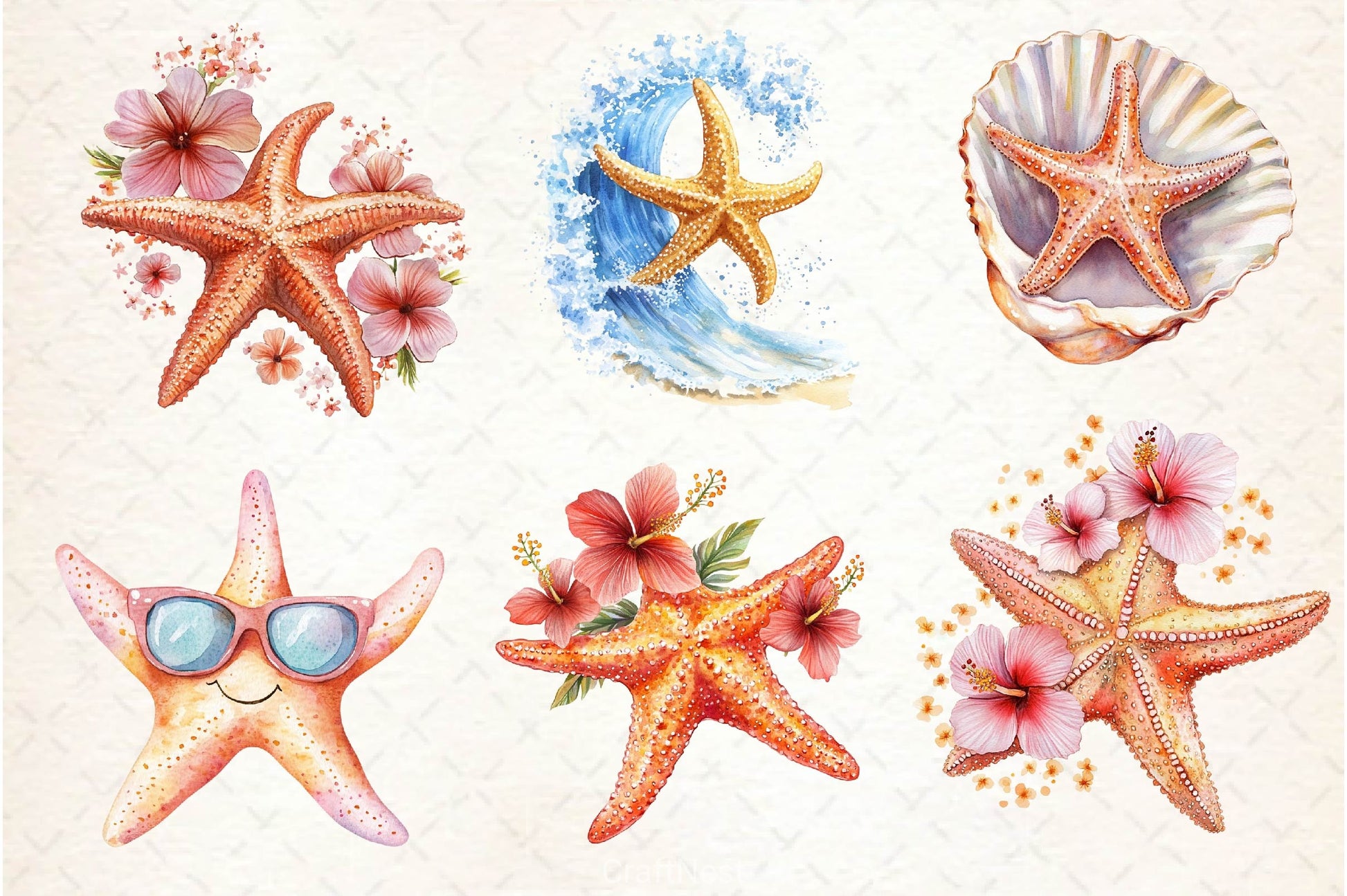 Summer Starfish Clipart Bundle 3 - CraftNest - Digital Crafting and Art