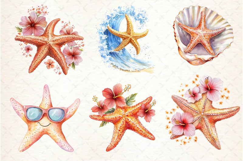 Summer Starfish Clipart Bundle 3 - CraftNest - Digital Crafting and Art