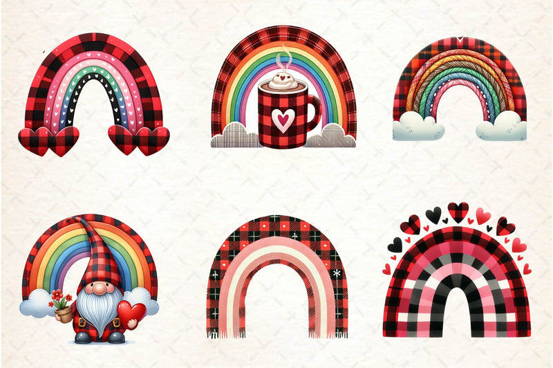 Buffalo Plaid Valentine's Rainbow Clipart Bundle - CraftNest - Digital Crafting and Art