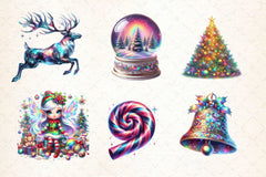 Holographic Christmas Clipart Bundle 5 - CraftNest - Digital Crafting and Art