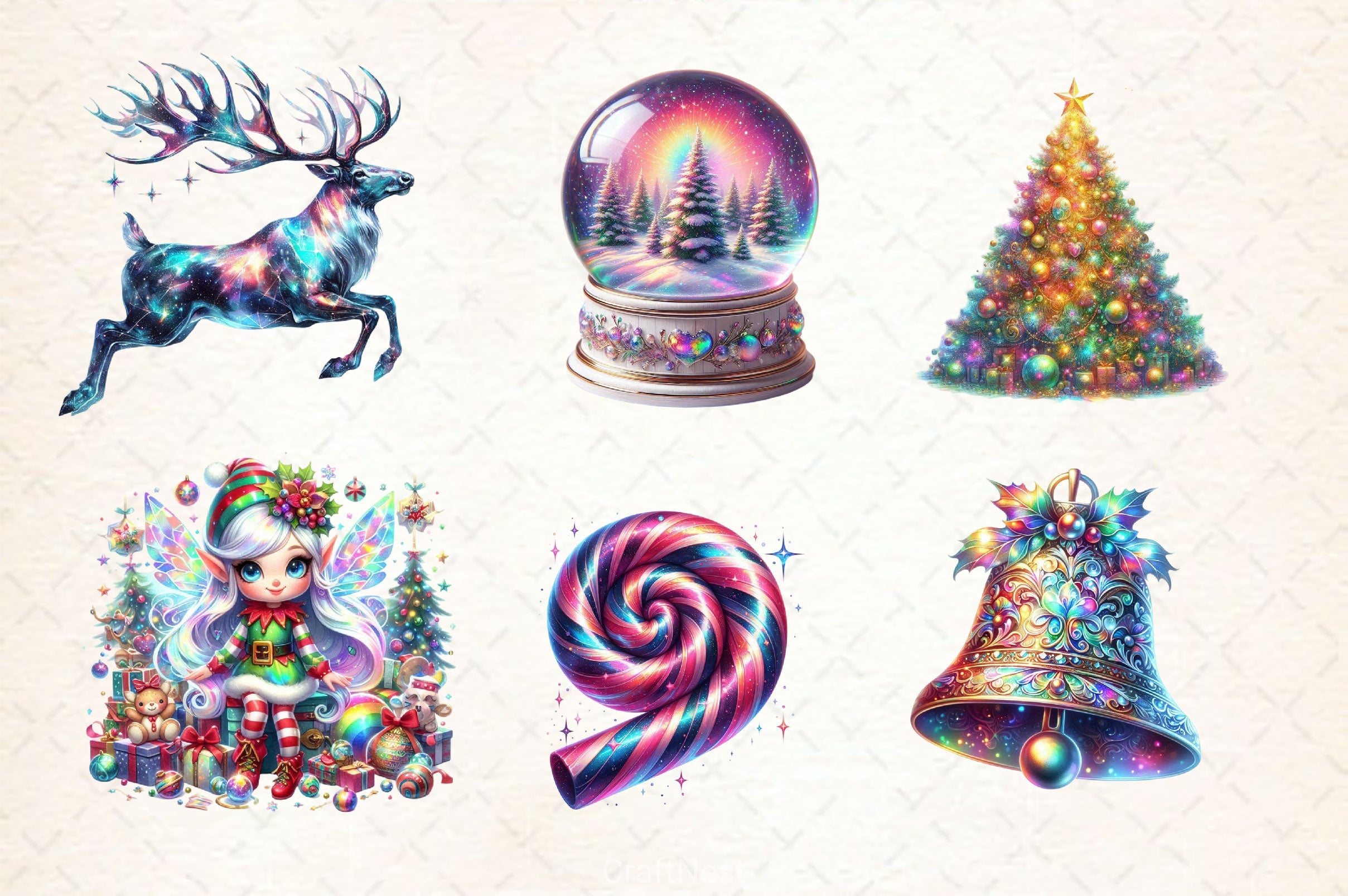 Holographic Christmas Clipart Bundle 5 - CraftNest - Digital Crafting and Art