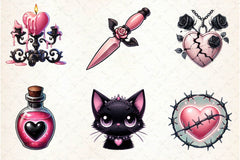 Love Gothic Valentine Clipart Bundle - CraftNest - Digital Crafting and Art