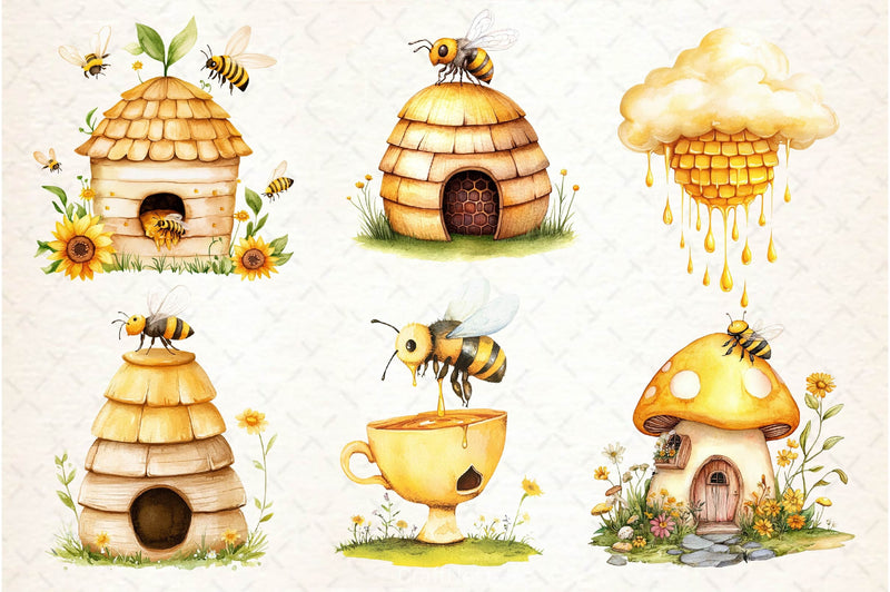 Bee Home Clipart Bundle 2 - CraftNest - Digital Crafting and Art