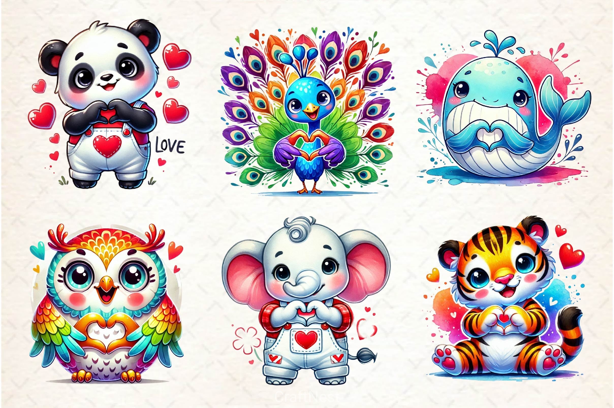 Valentine's Day Animals Clipart Bundle 3 - CraftNest - Digital Crafting and Art