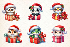Christmas Animals Gift Box Clipart Bundle - CraftNest - Digital Crafting and Art