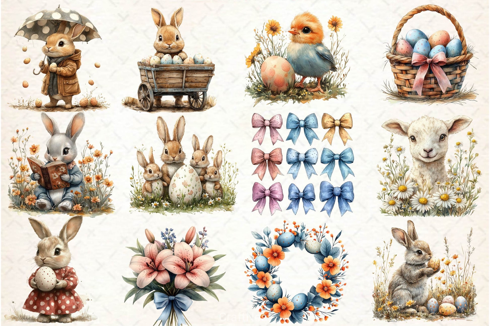 Vintage 1950 Easter Clipart Bundle 2 - CraftNest - Digital Crafting and Art