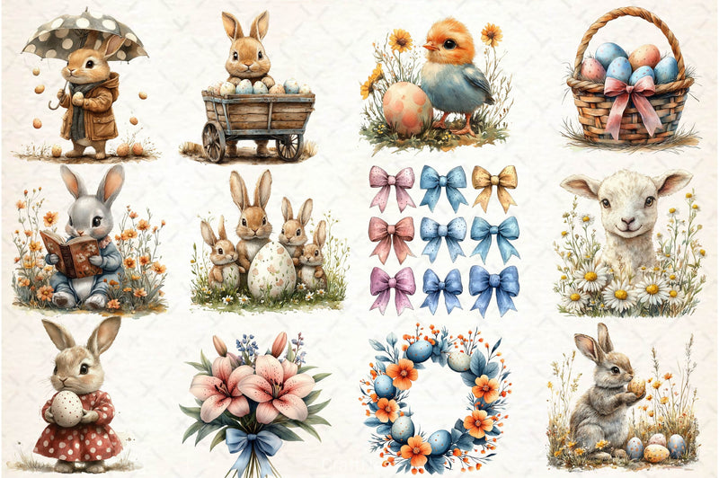 Vintage 1950 Easter Clipart Bundle 2 - CraftNest - Digital Crafting and Art