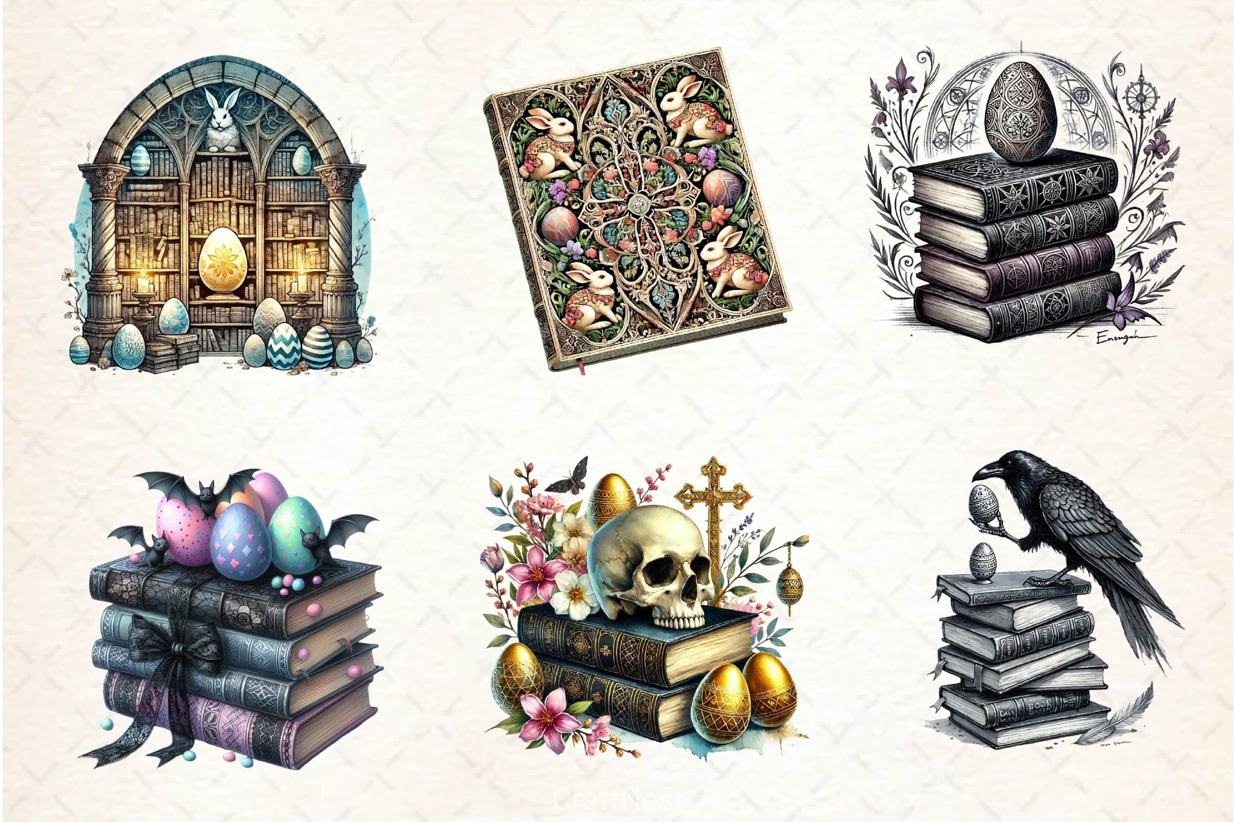 Gothic Easter Day Books Clipart Bundle 2 - CraftNest - Digital Crafting and Art