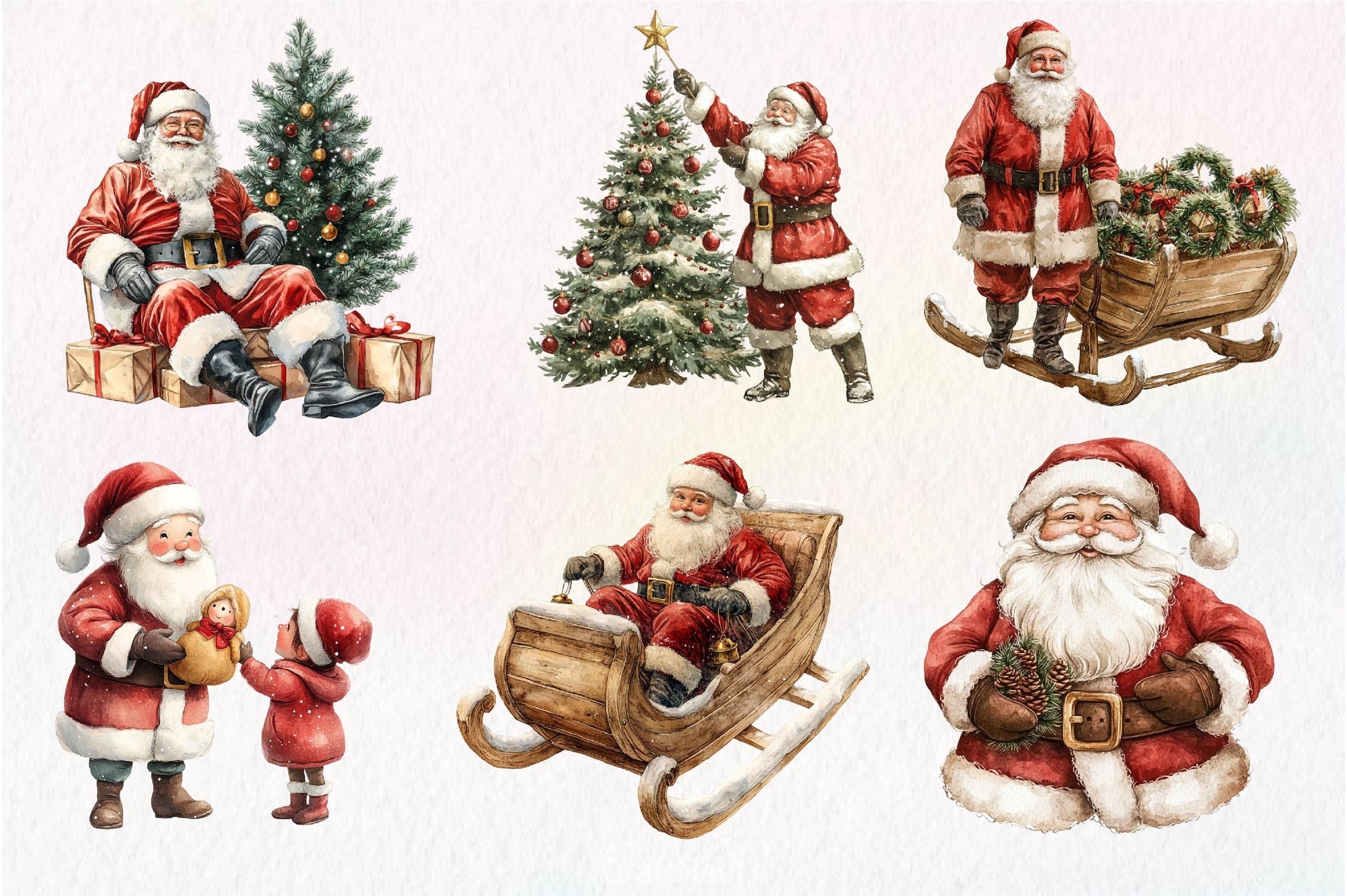 Vintage Santa Claus Clipart Bundle - CraftNest - Digital Crafting and Art