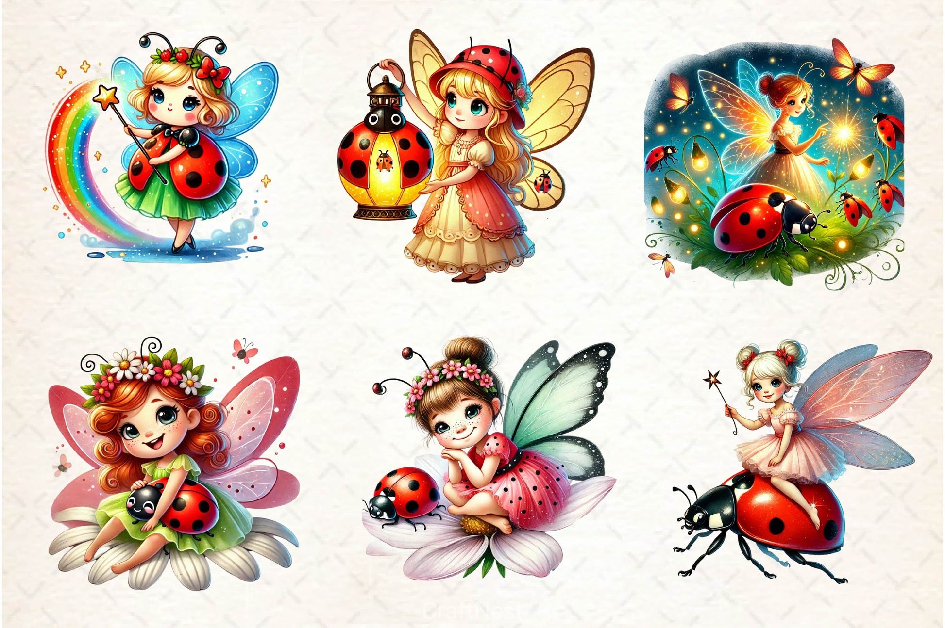 Ladybug Fairy Fantasy Clipart Bundle - CraftNest - Digital Crafting and Art