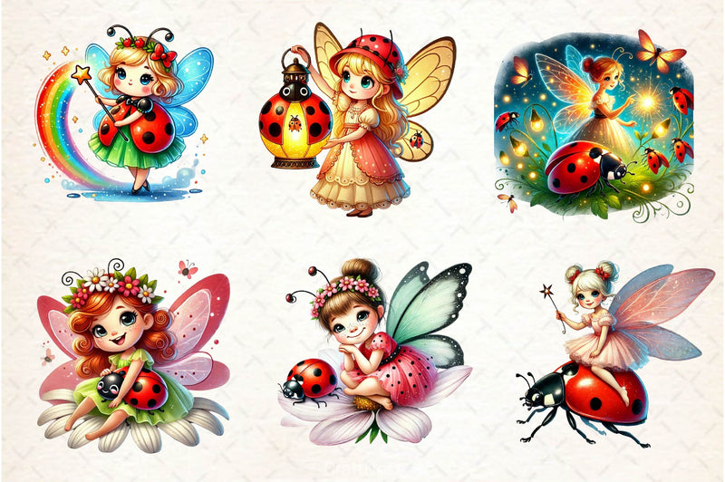 Ladybug Fairy Fantasy Clipart Bundle - CraftNest - Digital Crafting and Art