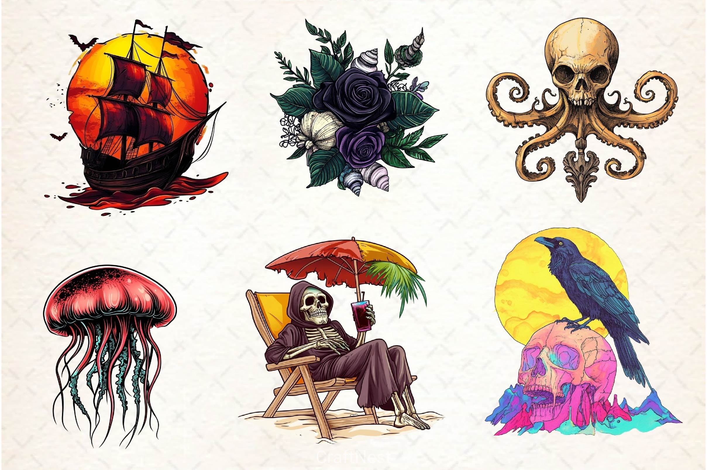 Gothic Summer Clipart Bundle 4 - CraftNest - Digital Crafting and Art