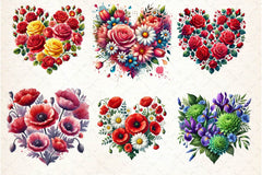 Valentine Floral Heart Clipart Bundle - CraftNest - Digital Crafting and Art