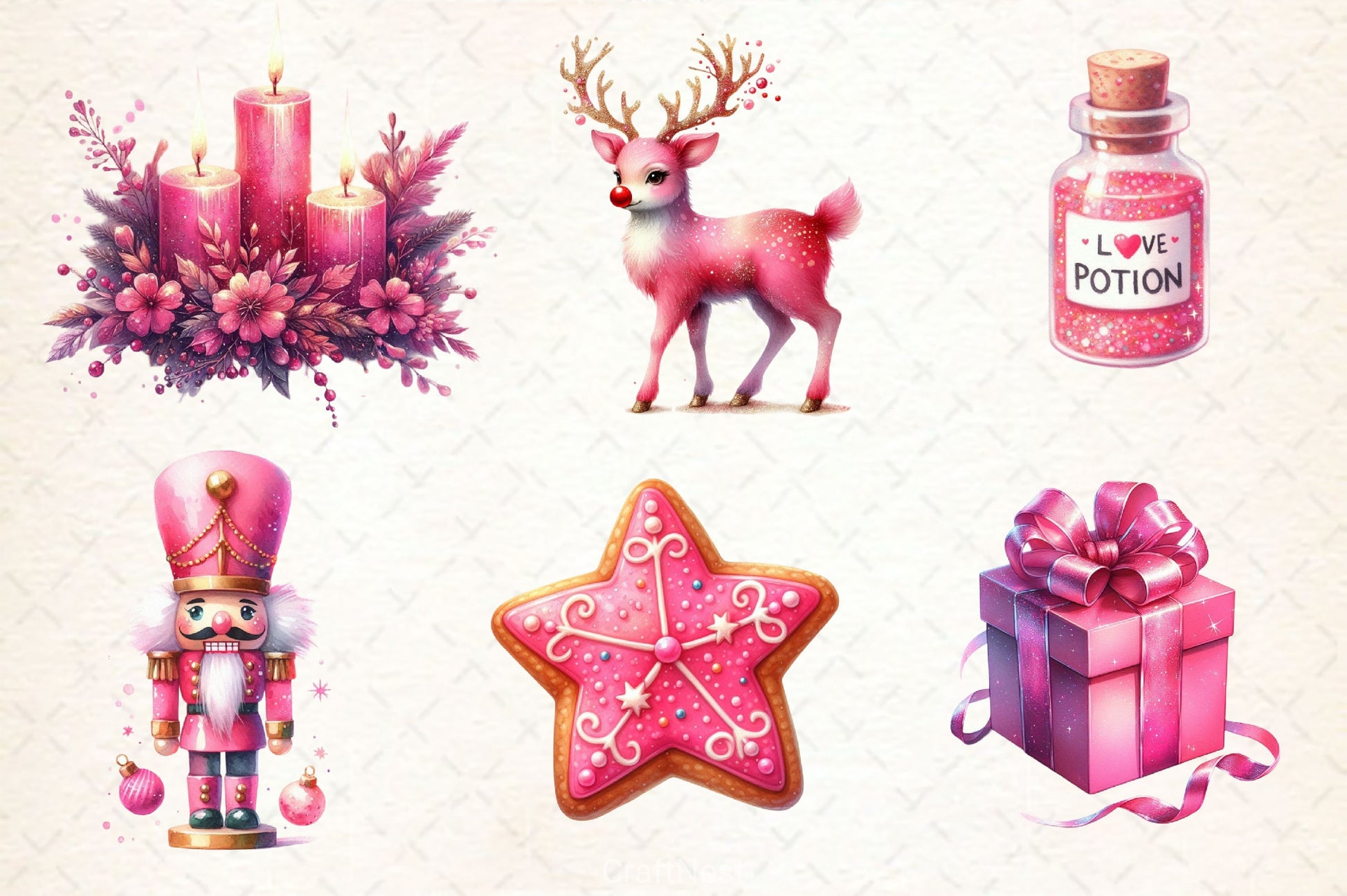 Pink Christmas Clipart Bundle 1 - CraftNest - Digital Crafting and Art