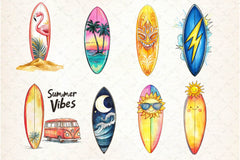 Summer Surfboard Clipart Bundle 3 - CraftNest - Digital Crafting and Art