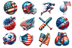 Patriotic Sports Elements Clipart Bundle 2 - CraftNest - Digital Crafting and Art