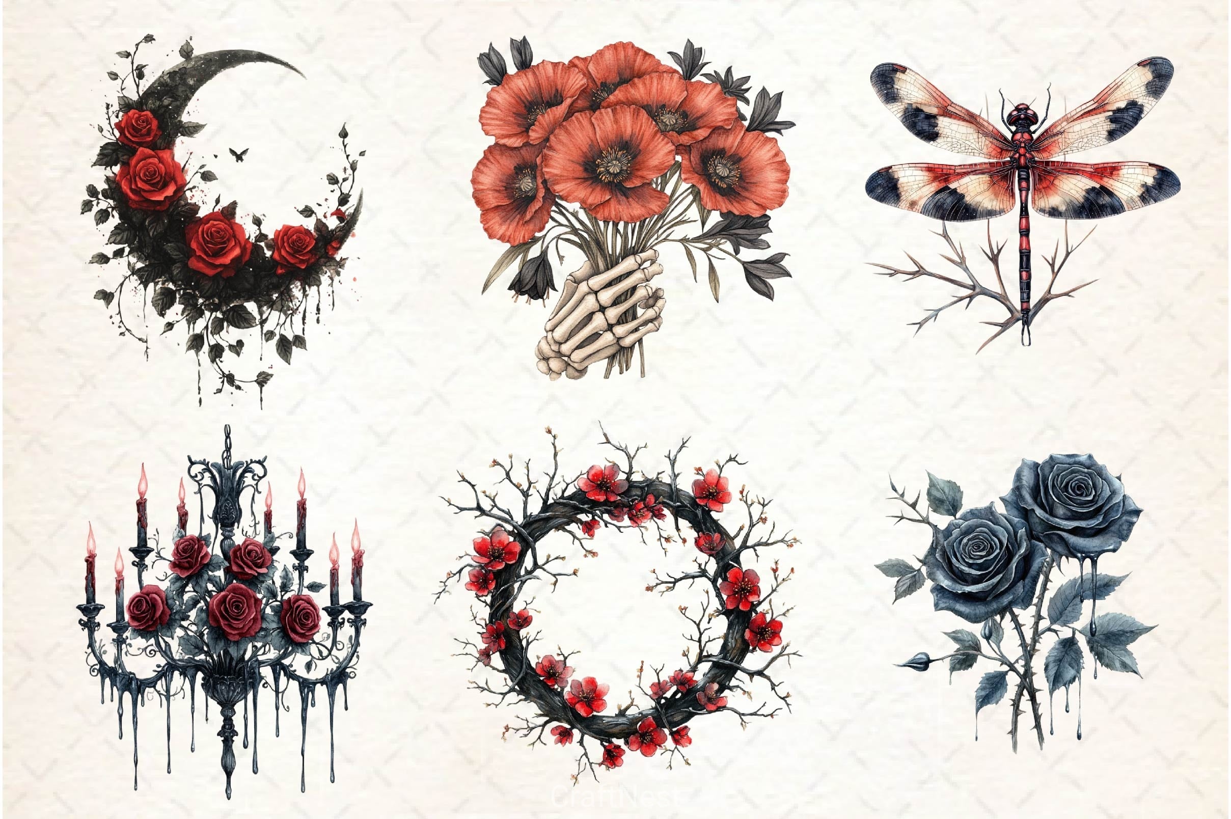 Gothic Spring Clipart Bundle 3 - CraftNest - Digital Crafting and Art