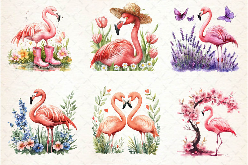 Spring Flamingo Clipart Bundle 2 - CraftNest - Digital Crafting and Art