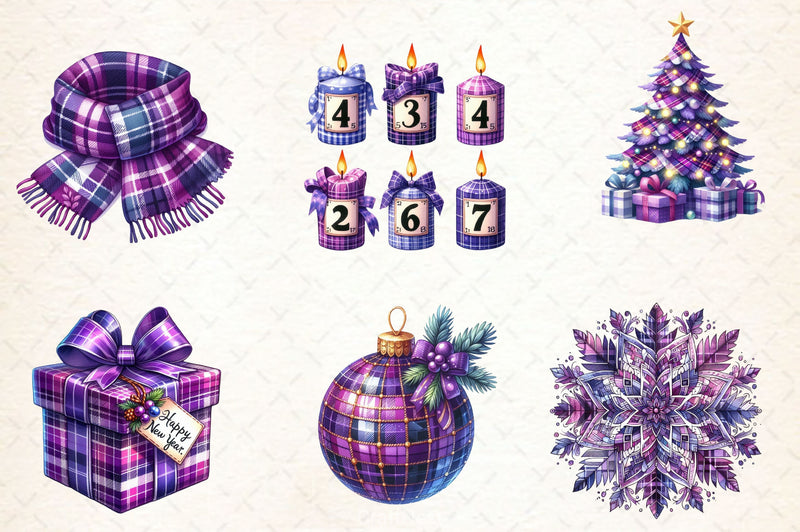 Purple New Year Clipart Bundle - CraftNest - Digital Crafting and Art