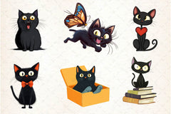 Funny Black Cat Clipart Bundle 5 - CraftNest - Digital Crafting and Art