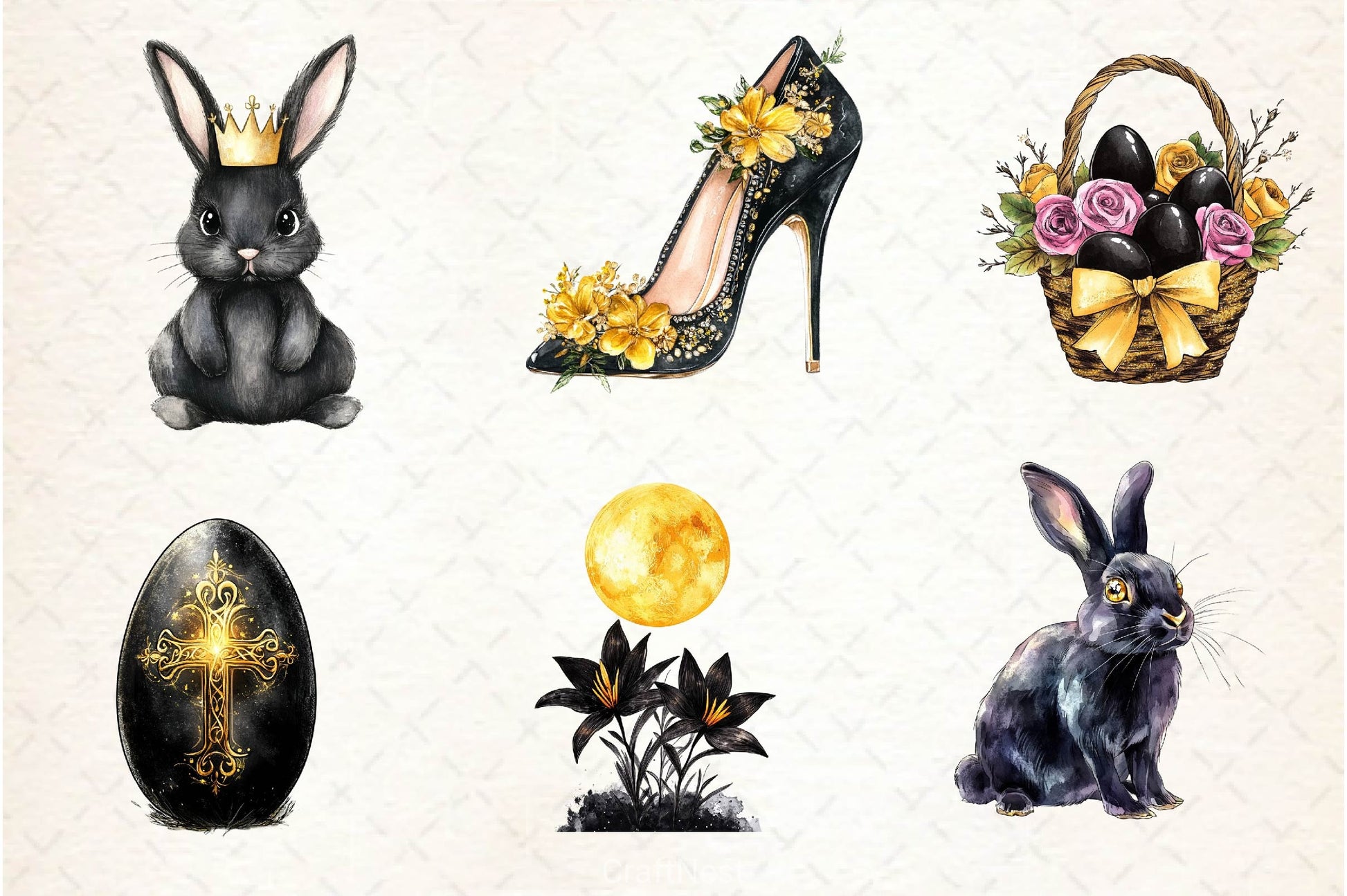Glitter Luxury Black Easter Clipart Bundle 3 - CraftNest - Digital Crafting and Art