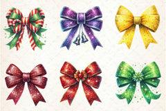 Glitter Coquette Christmas Bow Clipart Bundle - CraftNest - Digital Crafting and Art