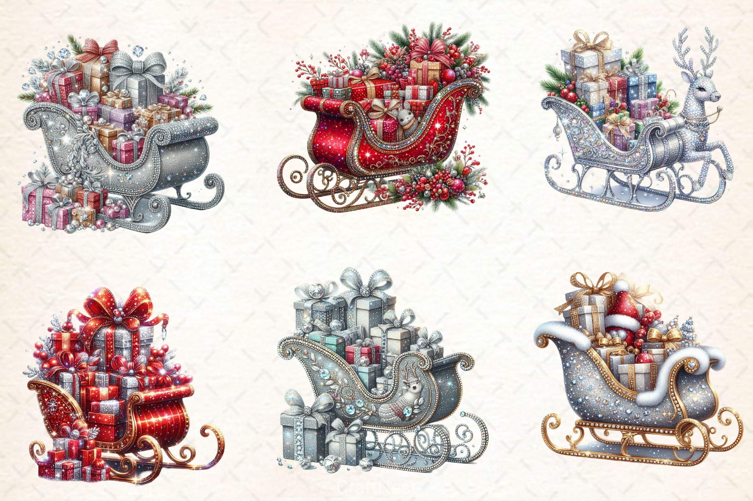 Sleigh Sparkling Xmas Clipart Bundle - CraftNest - Digital Crafting and Art