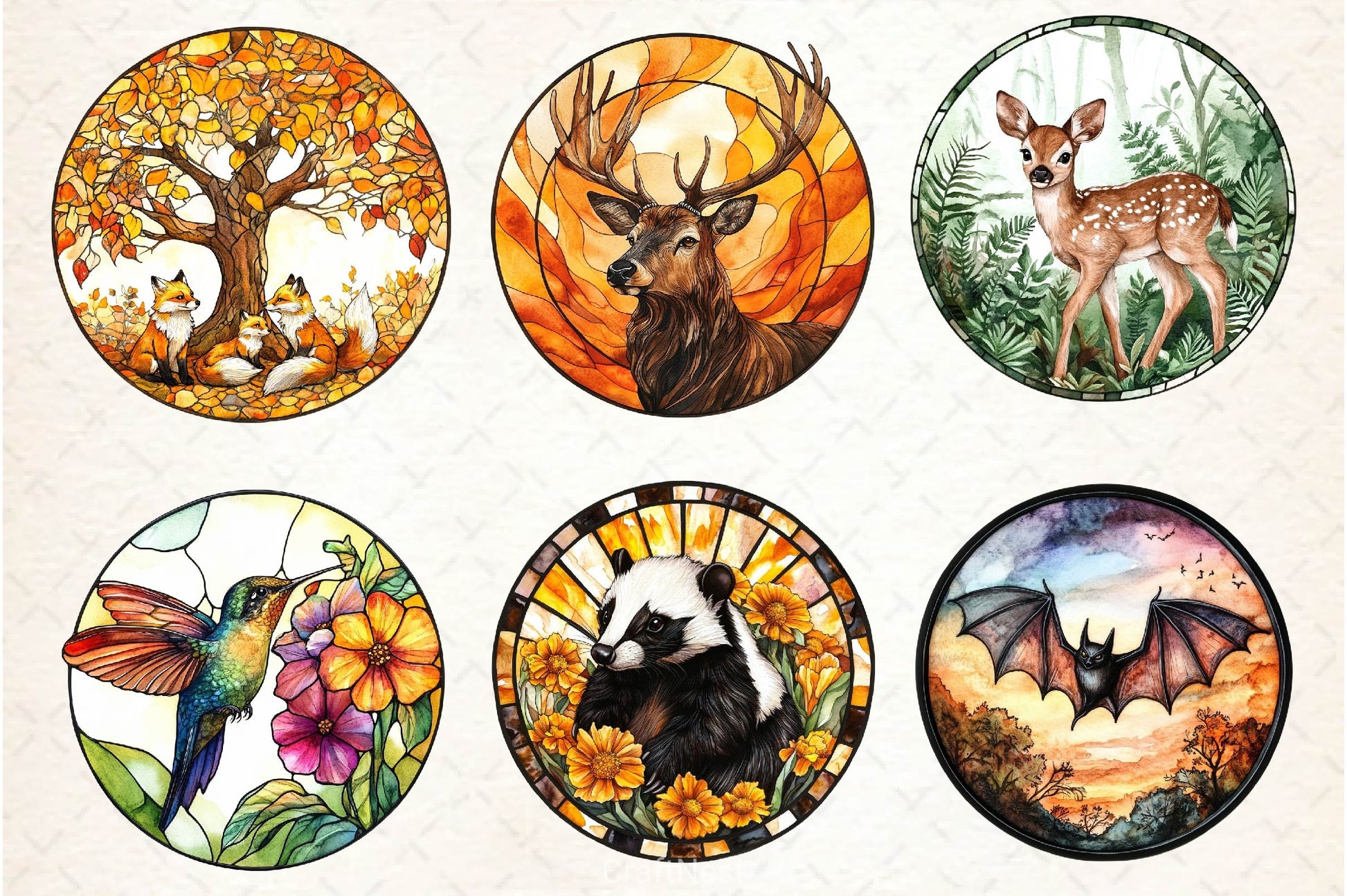 Stained Glass Autumn Animals Clipart Bundle - CraftNest - Digital Crafting and Art
