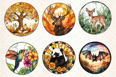Stained Glass Autumn Animals Clipart Bundle - CraftNest - Digital Crafting and Art