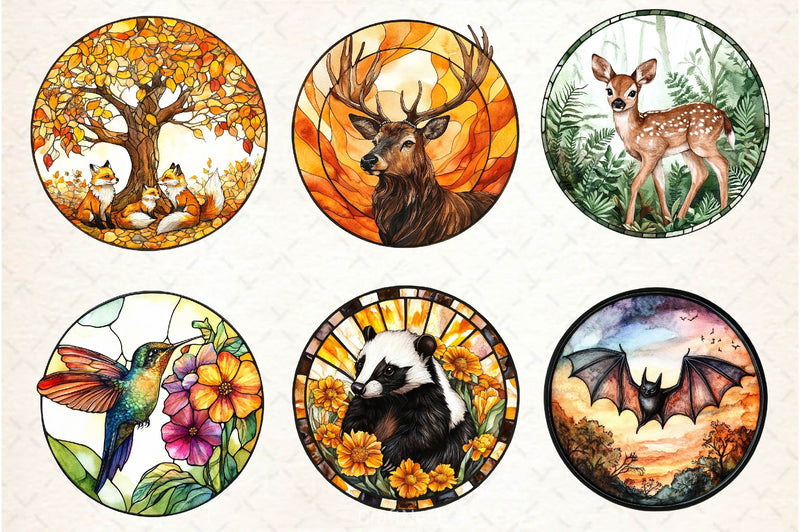 Stained Glass Autumn Animals Clipart Bundle - CraftNest - Digital Crafting and Art