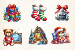 Christmas Movie Night Clipart Bundle 3 - CraftNest - Digital Crafting and Art