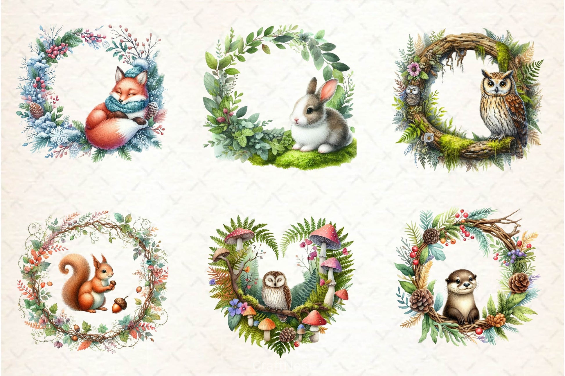 Woodland Forest Animals Frame Clipart Bundle 2 - CraftNest - Digital Crafting and Art