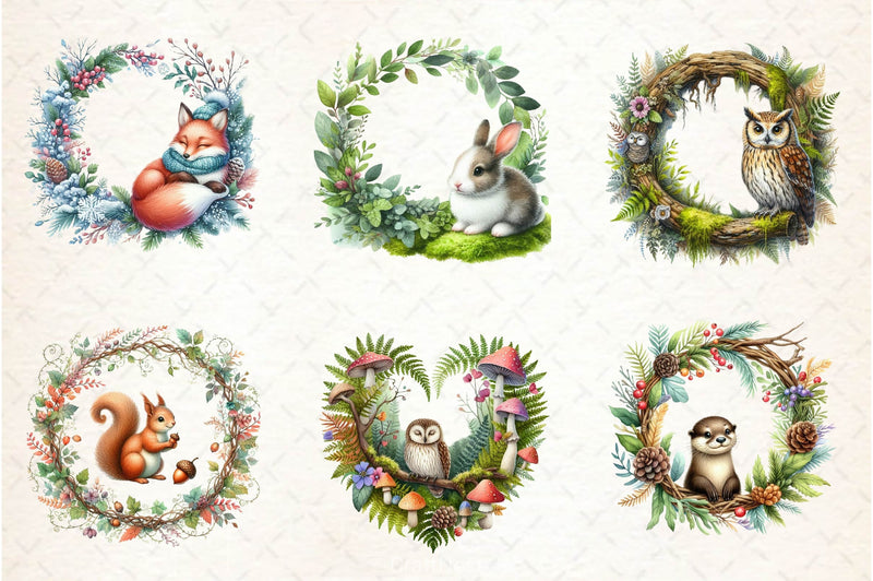 Woodland Forest Animals Frame Clipart Bundle 2 - CraftNest - Digital Crafting and Art