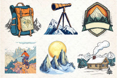 Vintage Mountain Adventure Clipart Bundle 2 - CraftNest - Digital Crafting and Art