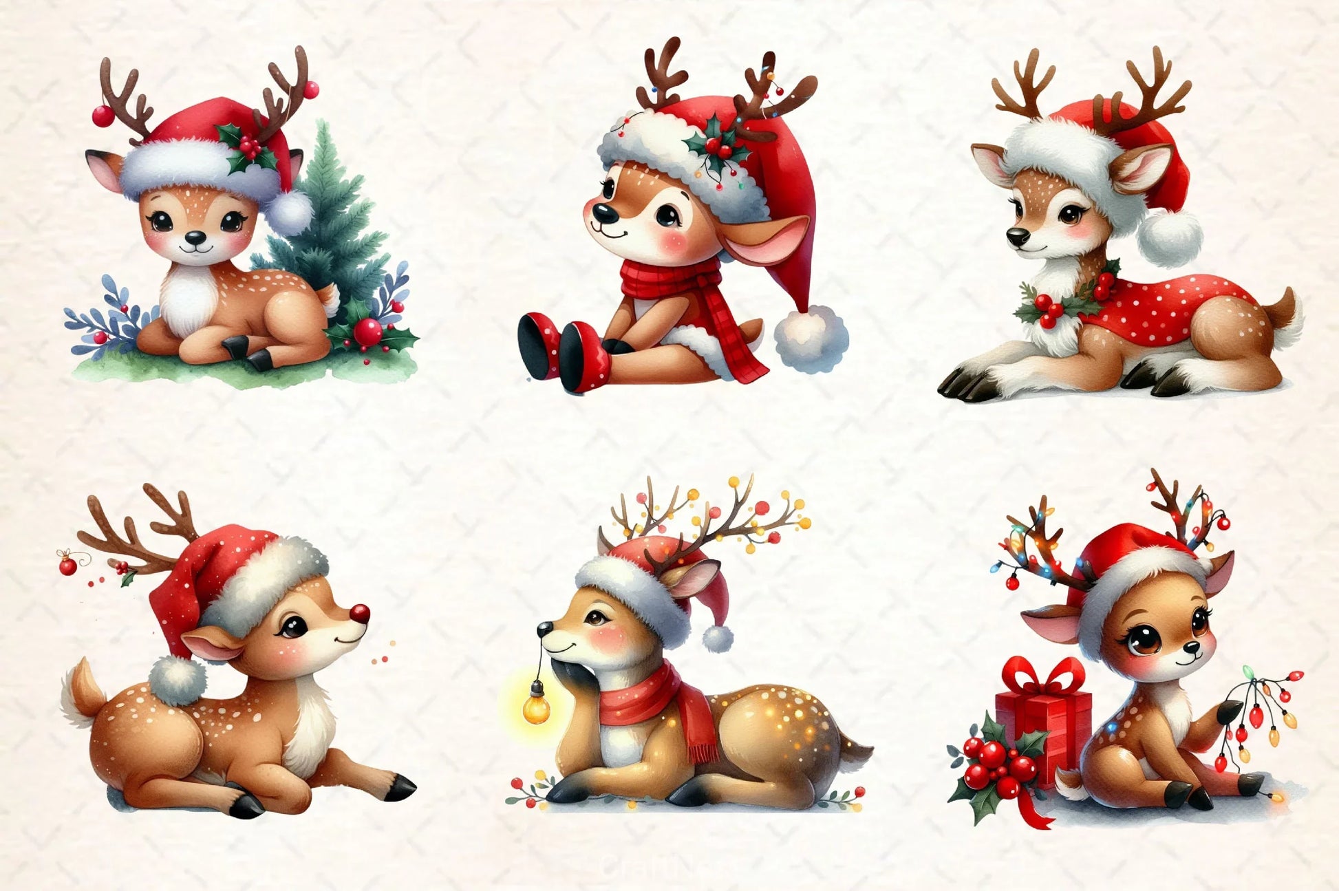 Cute Deer Christmas Clipart Bundle - CraftNest - Digital Crafting and Art