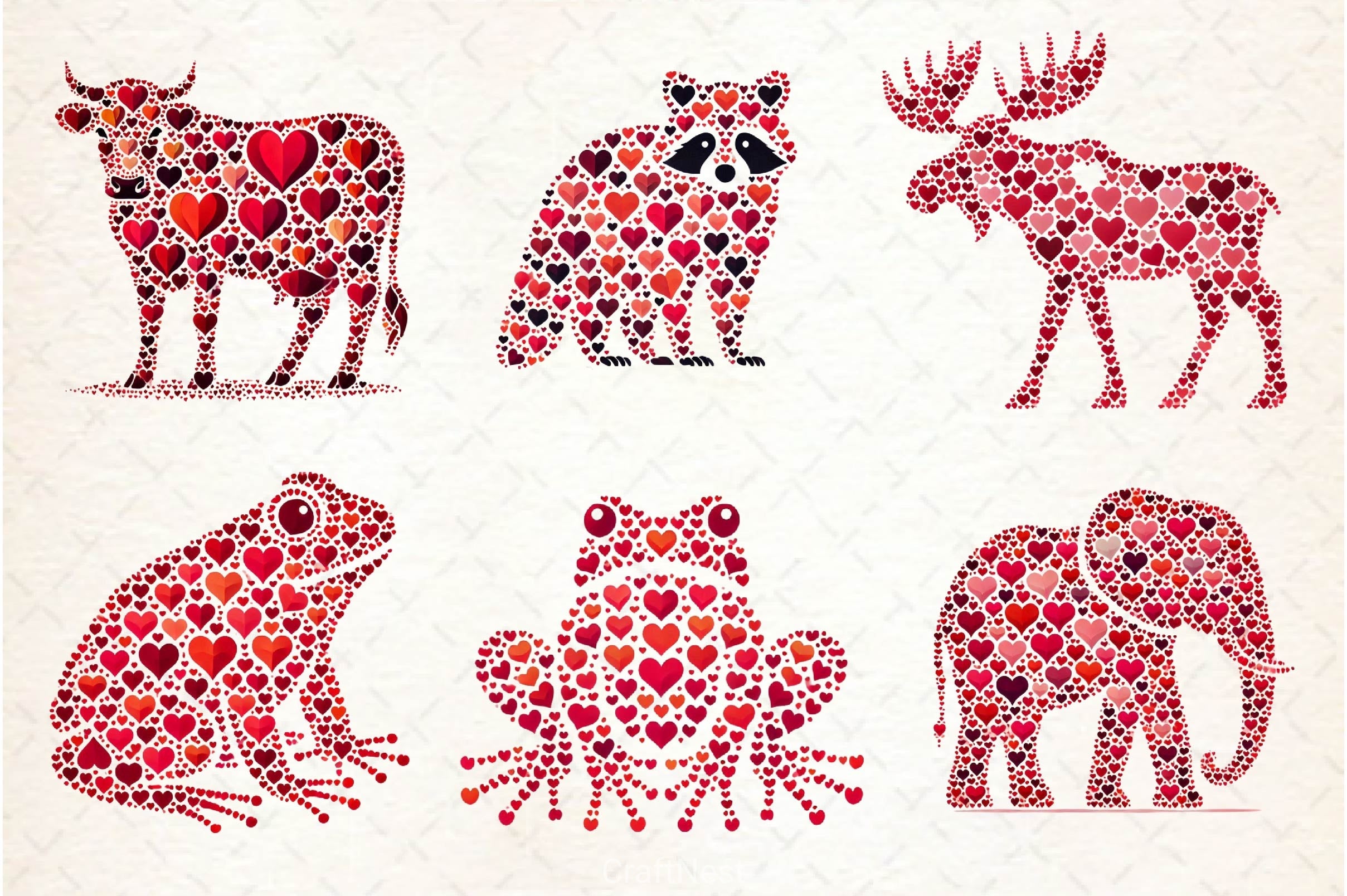 Valentines Day Animals Heart Clipart Bundle - CraftNest - Digital Crafting and Art