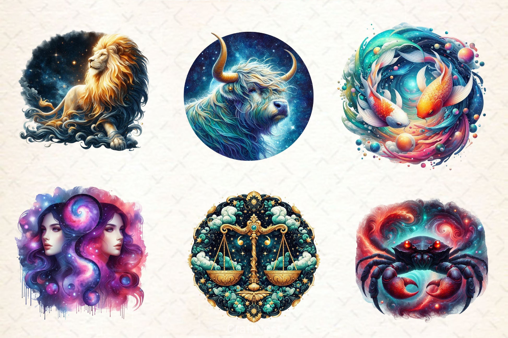Celestial Zodiac Clipart Bundle 2 - CraftNest - Digital Crafting and Art
