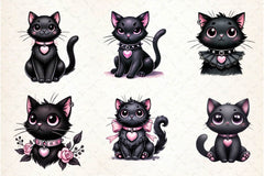Gothic Black Cat Clipart Bundle - CraftNest - Digital Crafting and Art