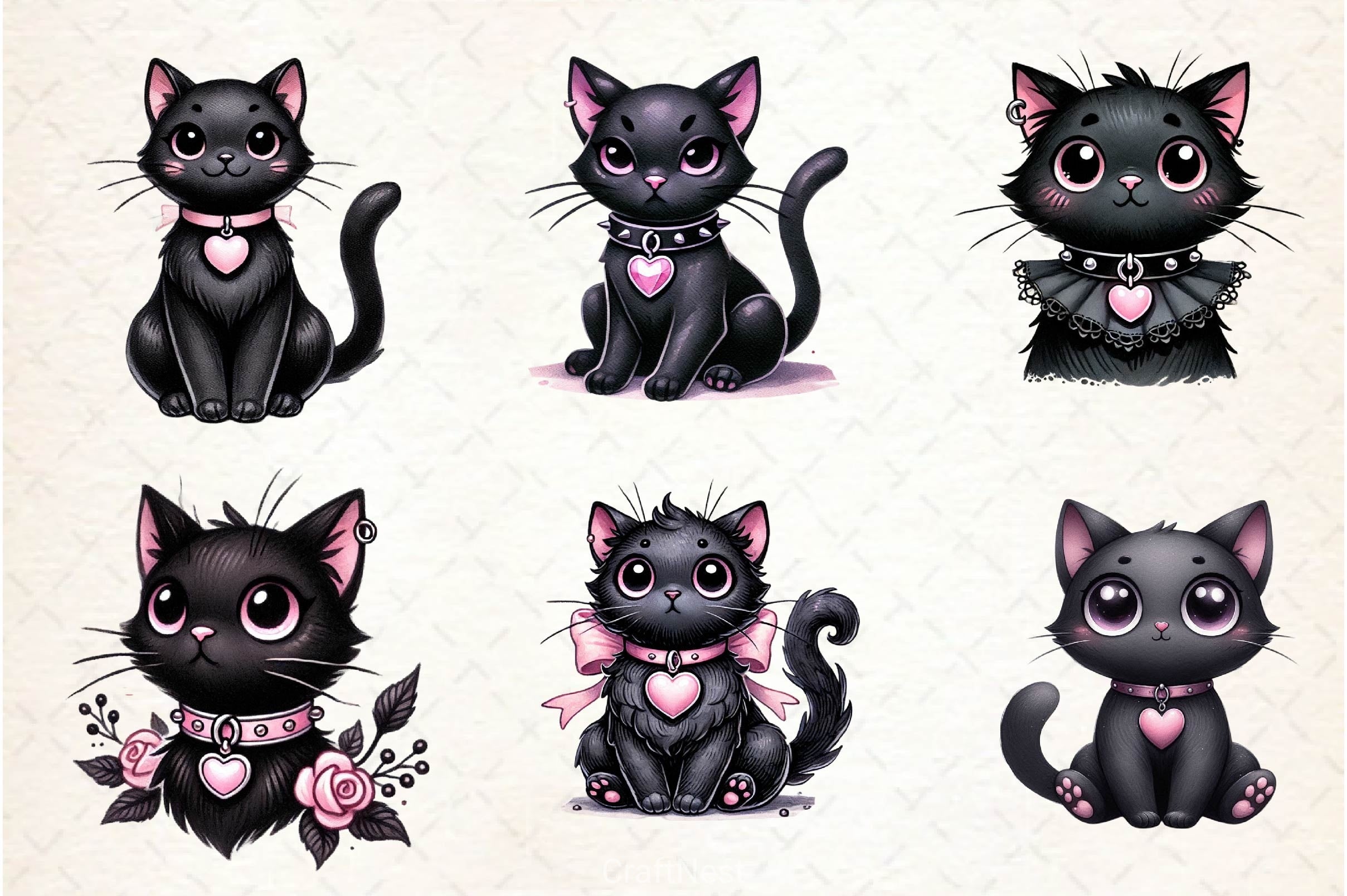 Gothic Black Cat Clipart Bundle - CraftNest - Digital Crafting and Art