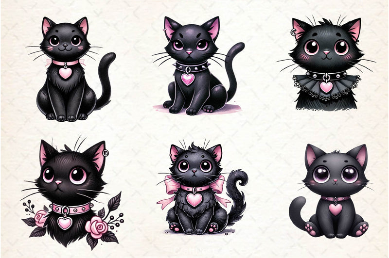 Gothic Black Cat Clipart Bundle - CraftNest - Digital Crafting and Art