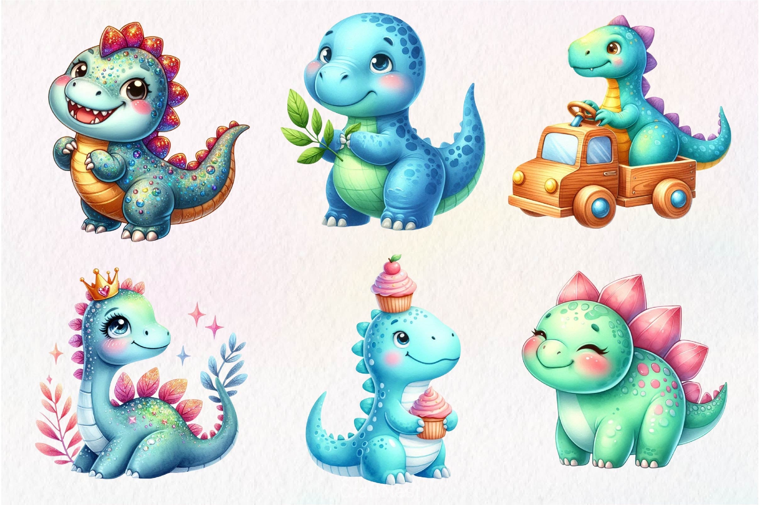 Cute Dinosaurs Clipart Bundle 3 - CraftNest - Digital Crafting and Art