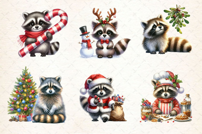 Christmas Raccoon Clipart Bundle 2 - CraftNest - Digital Crafting and Art