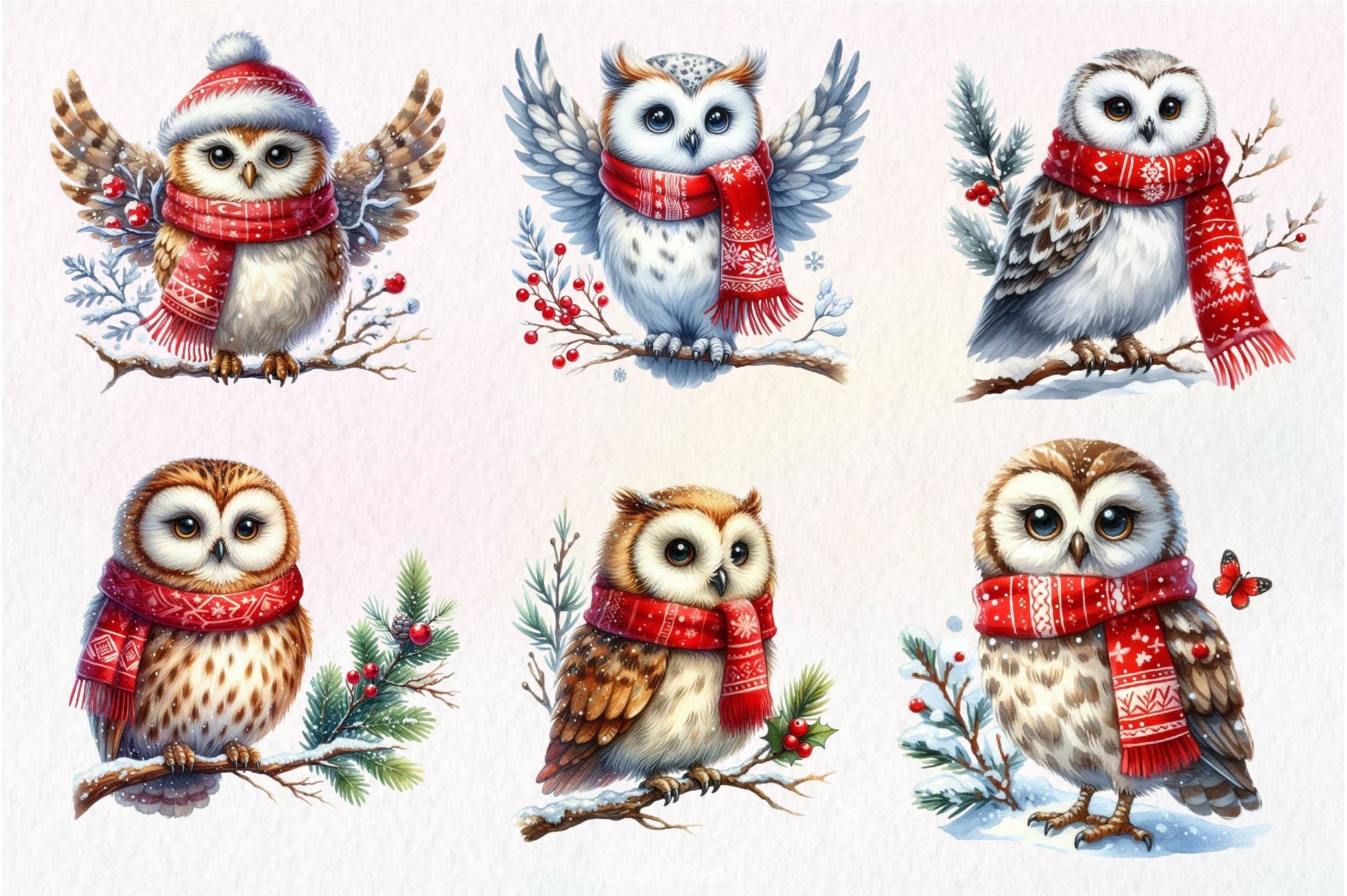 Christmas Owl Clipart Bundle 4 - CraftNest - Digital Crafting and Art
