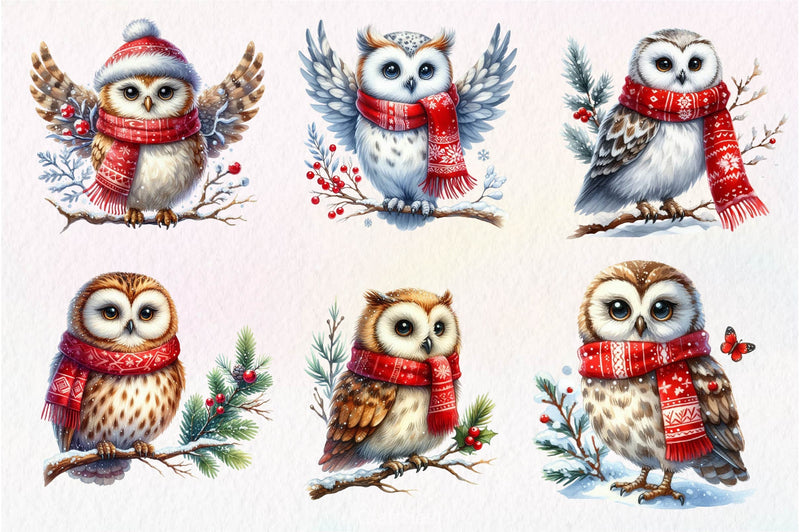 Christmas Owl Clipart Bundle 4 - CraftNest - Digital Crafting and Art