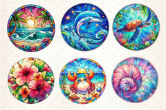 Round Stained Glass Summer Clipart Bundle 6 - CraftNest - Digital Crafting and Art