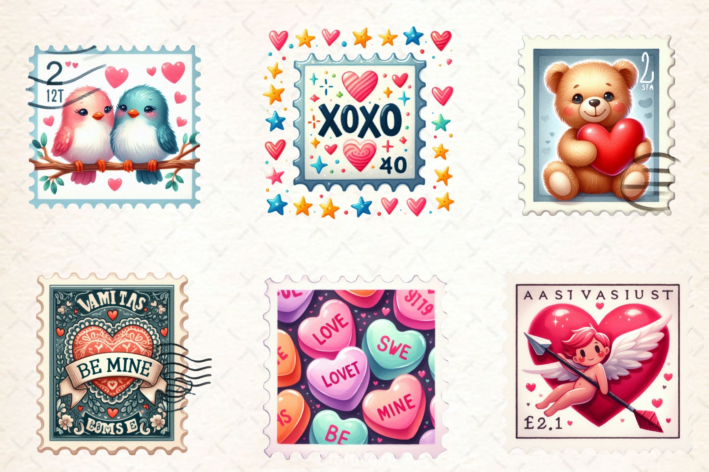 Valentine Stamps Clipart Bundle 2 - CraftNest - Digital Crafting and Art
